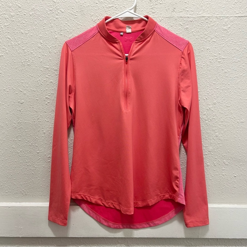Under Armour Quarter Zip Coral & Pink Fitted Activewear Top Medium